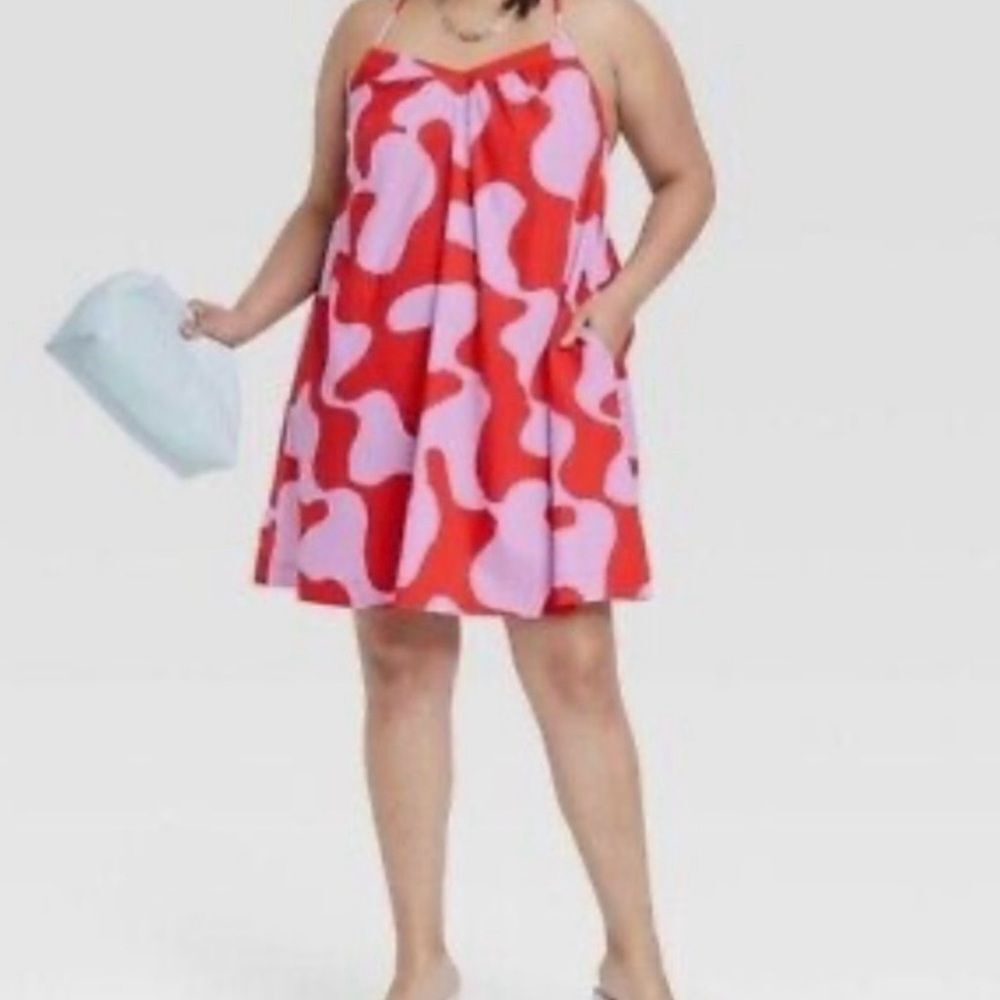 NWT AVA & VIV Mini Floral Tank Dress Lavender and Orange Size XL